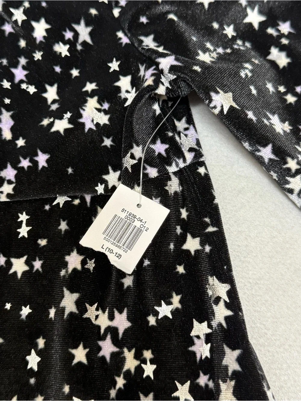 Old navy Girls' Black Star velvet Print Long-Sleeve Dress size L 10-12 NWT